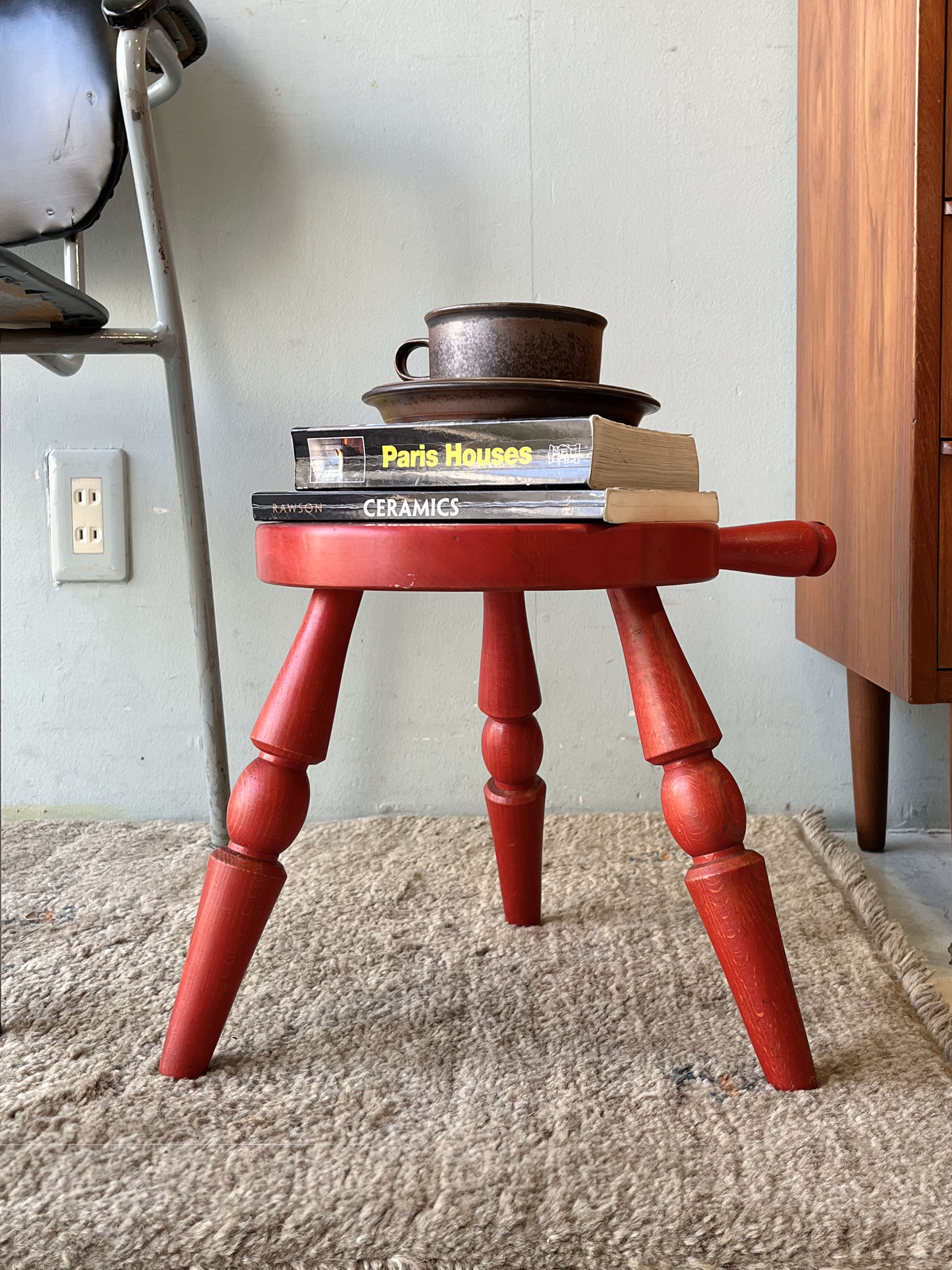 飛騨産業 ミルクスツール キツツキマーク 花台 椅子 ヴィンテージ/HIDA