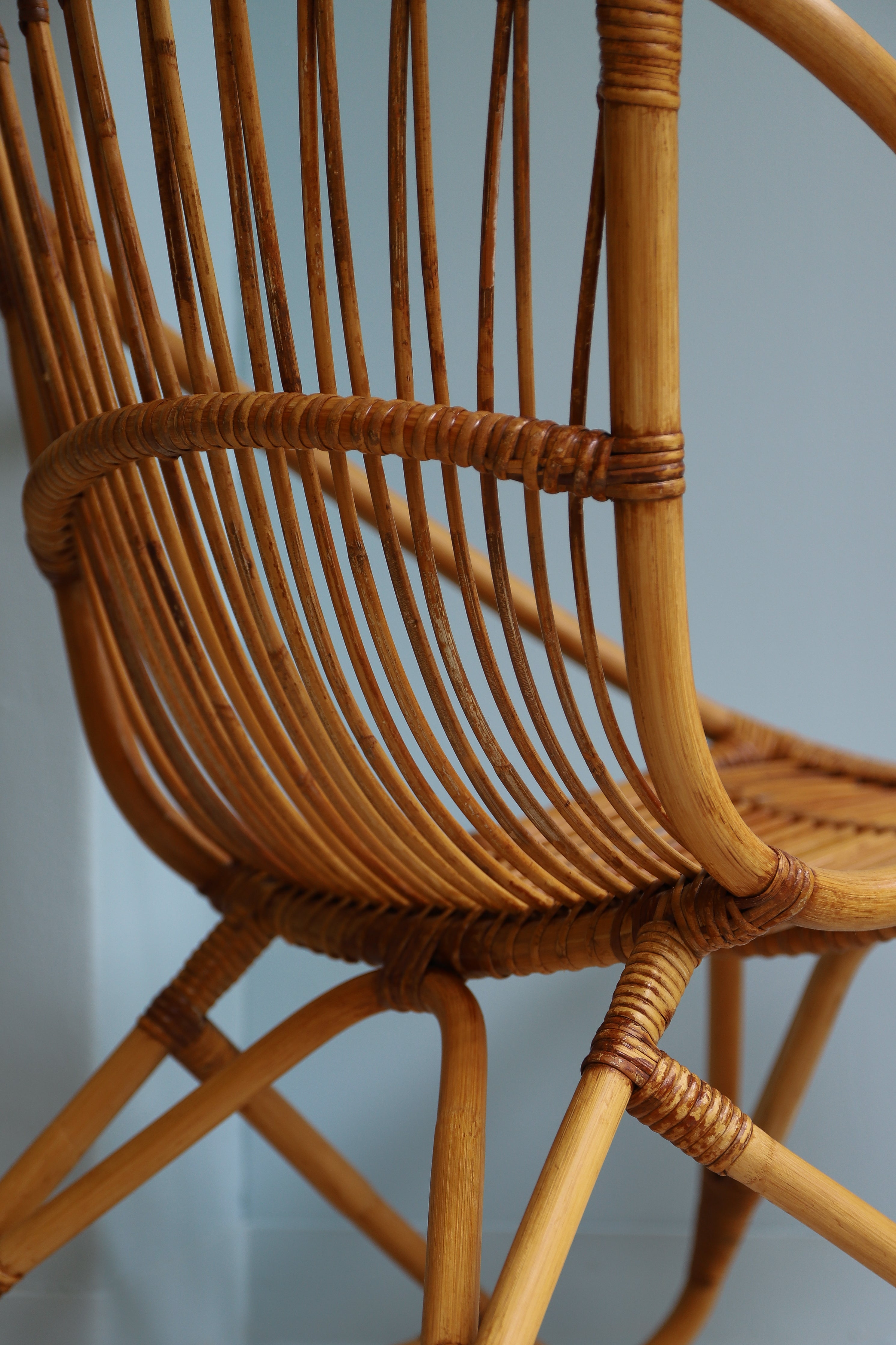 山川ラタン アームチェア 菊椅子 サイドテーブル ジャパンヴィンテージ