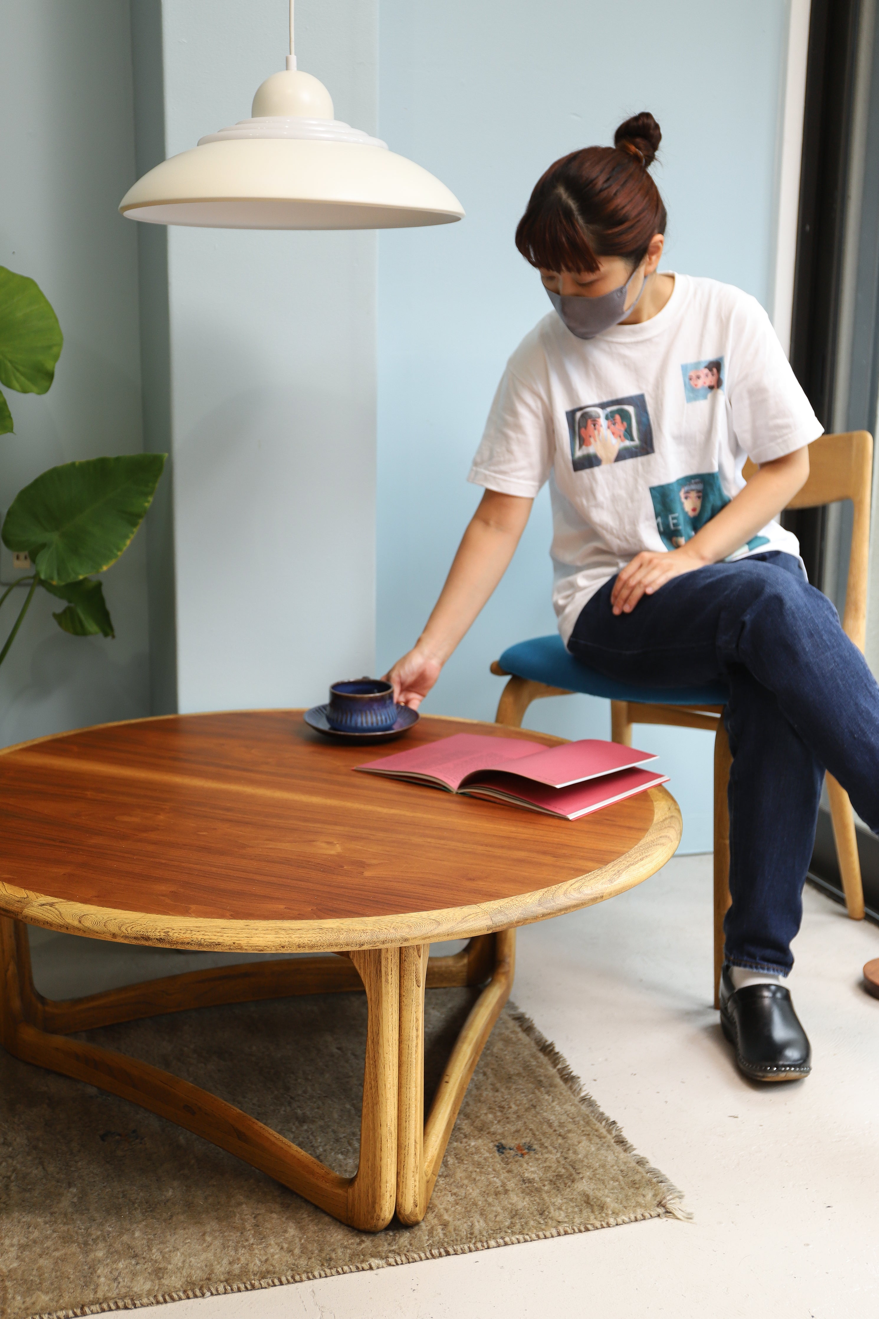 アメリカヴィンテージ レーン ラウンドコーヒーテーブル ローテーブル