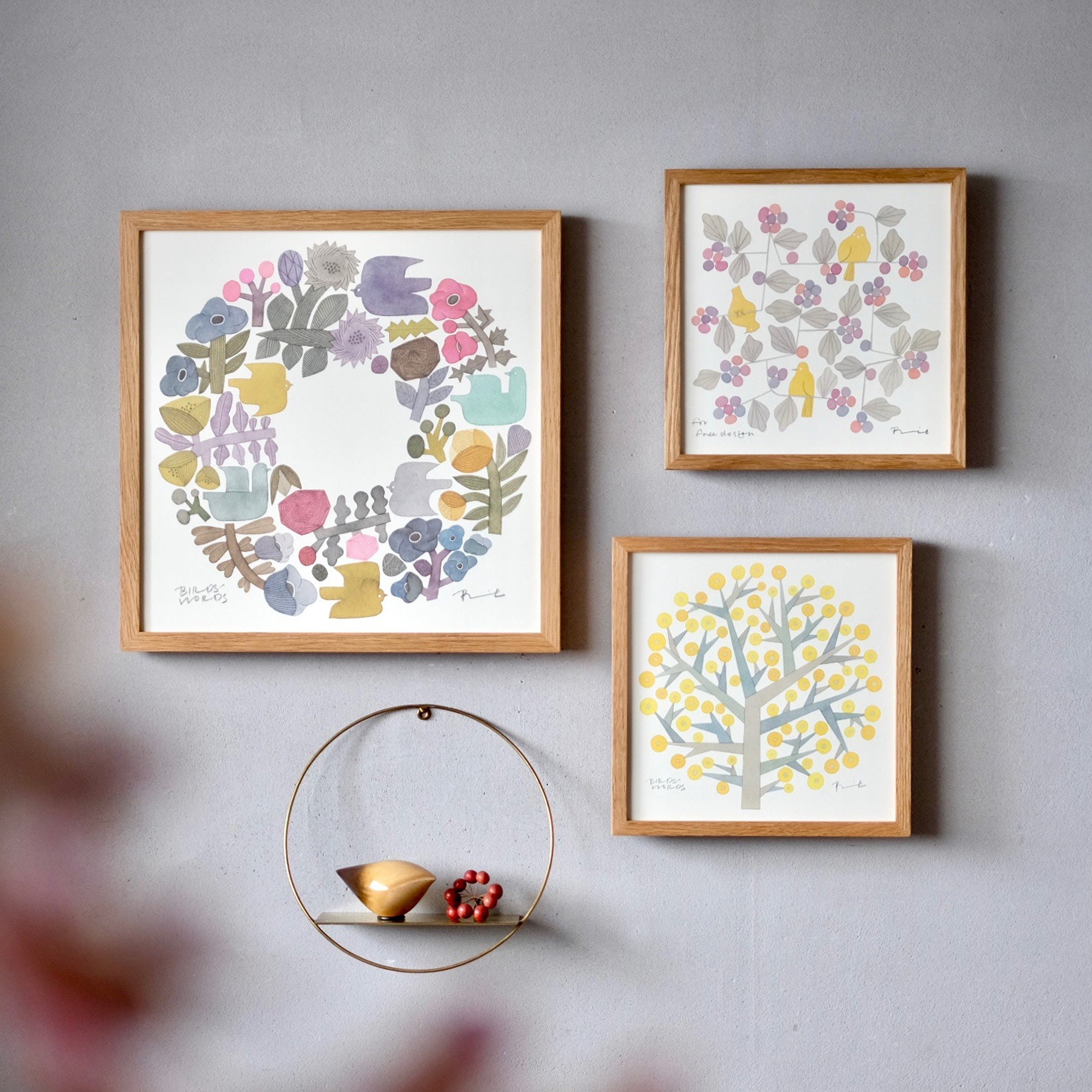 ポスター 30cm / SHABBY WREATH – BIRDS' WORDS