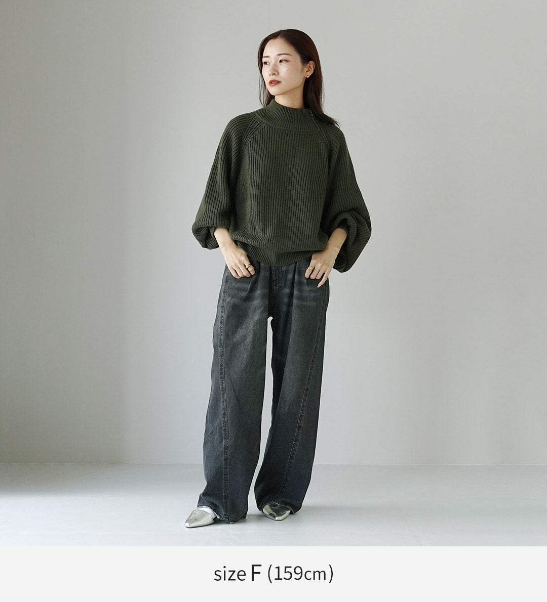 KHA:KI（カーキ） ハーフジップ ミリタリーニット / レディース