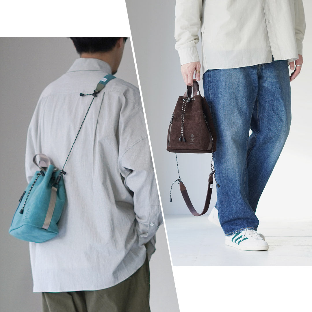 AS2OV（アッソブ） 撥水スエード ドローストリング バッグ / メンズ