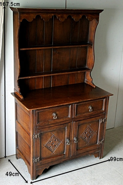 1930年代オーク材小ぶりなサイズのドレッサー（カップボード