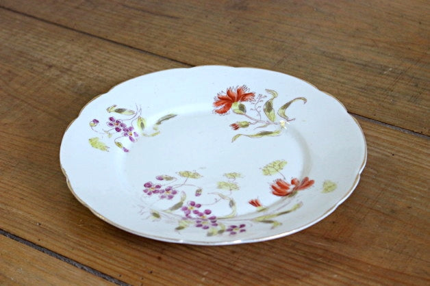 ラスト1枚！手書きの花模様が可愛いリモージュ皿 フランスアンティーク