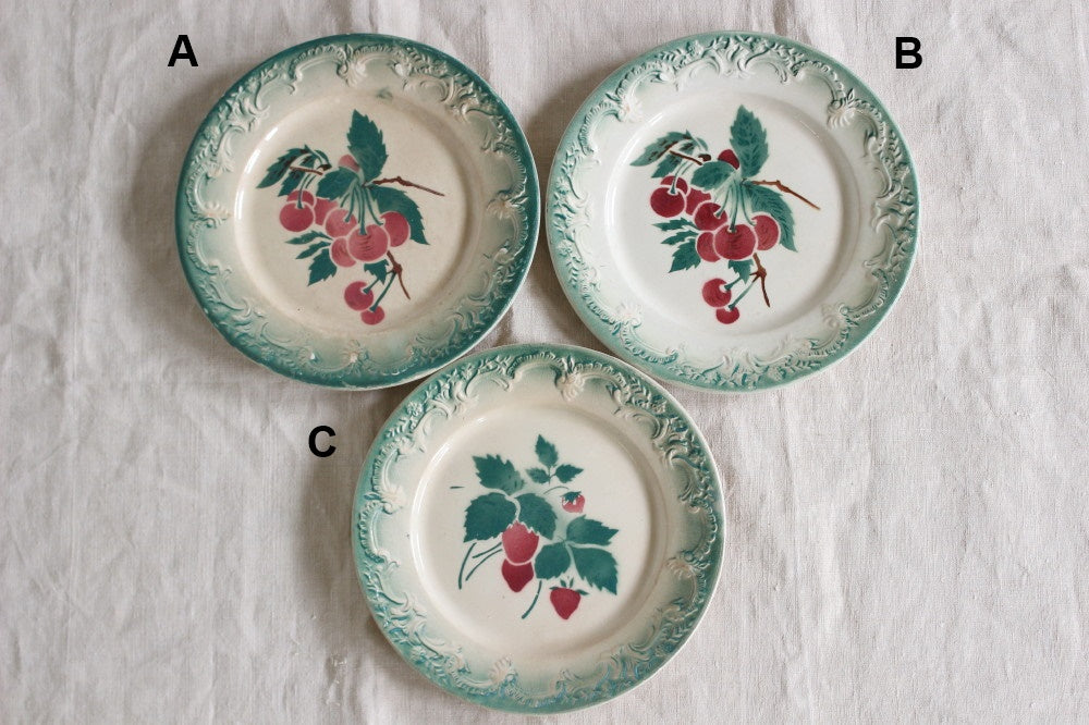 カストル窯ステンシル模様のバルボティーヌ平皿（直径20.5cm