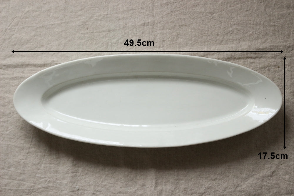 白のポワソン（お魚用）オーバルプレート（17.5x49.5cm） フランス