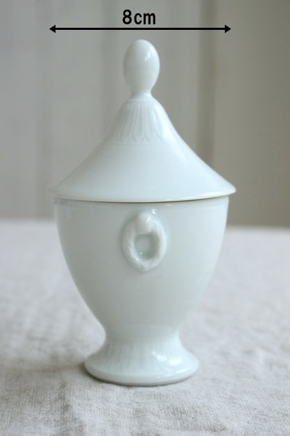 美しい白磁の蓋付きクレミエ（クリームポット）ft241628 フランス