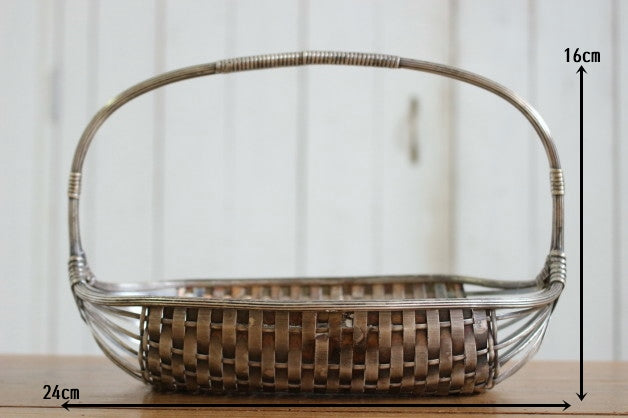 使いやすい持ち手付きワイヤーバスケット フランスアンティーク