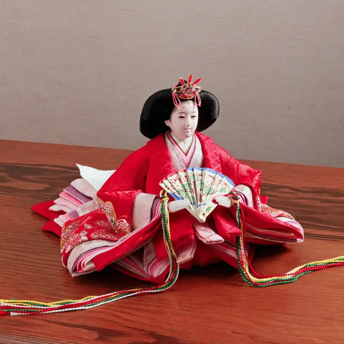A traditional Hina doll set in the style of an old Kyoto townscape