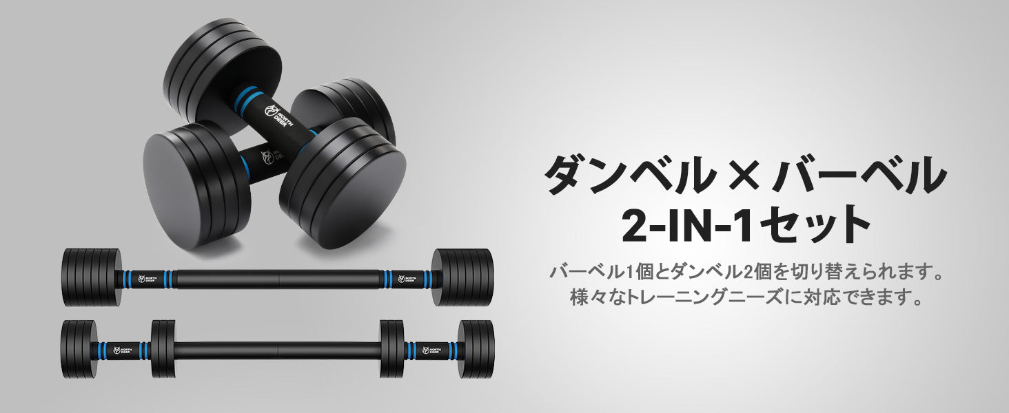 Northdeer 第二世代・可変式ダンベル・ブラック版 2.5kg/3kg/5.5kg/7.5