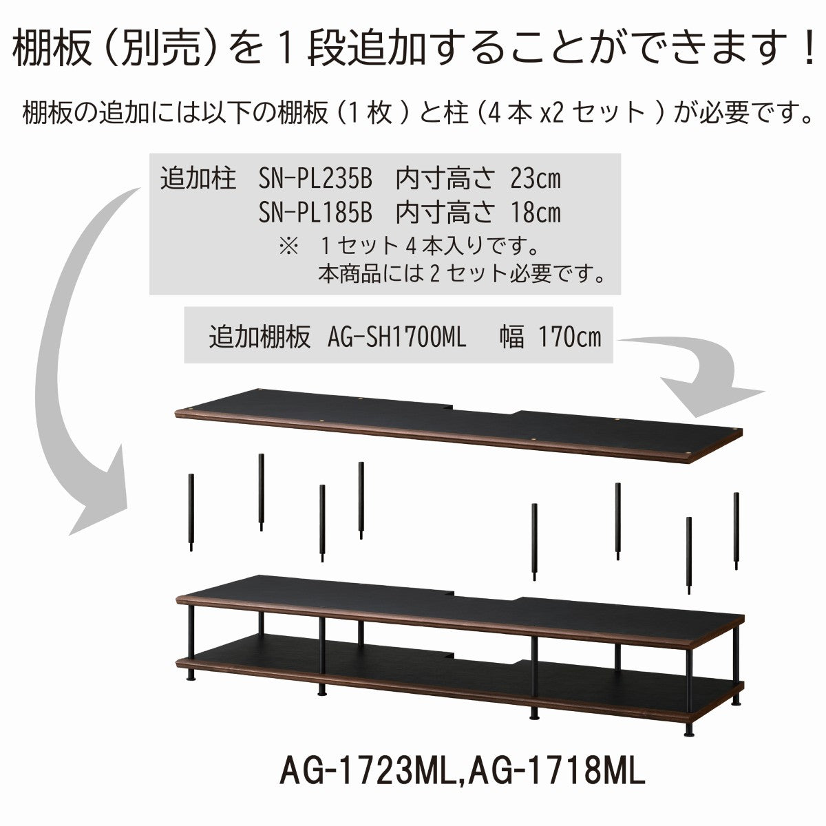 AG-1723ML ホームシアターラック 170cm幅 32.5cm高｜製品一覧