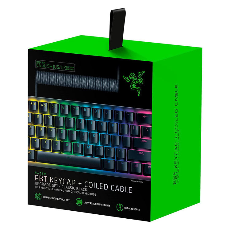 Razer PBT Keycap + Coiled Cable Upgrade Set (Classic Black
