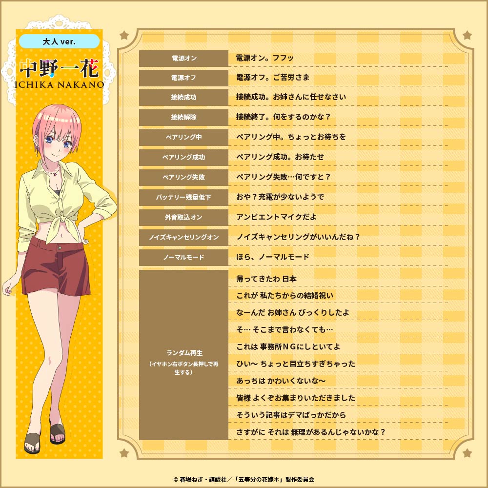 AVIOT TE-V1R-GHY｜五等分の花嫁＊ コラボ完全ワイヤレスイヤホン【公式】