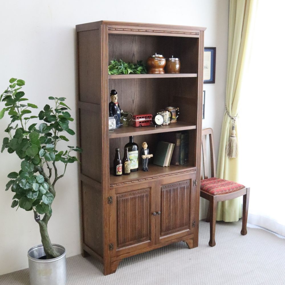 装飾もオシャレです♪ アンティーク調ブックシェルフ EB1-177015