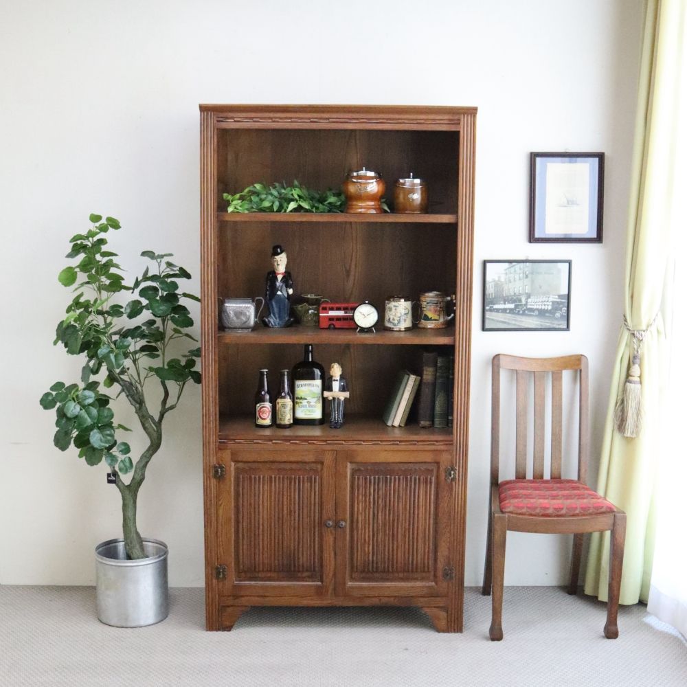 装飾もオシャレです♪ アンティーク調ブックシェルフ EB1-177015