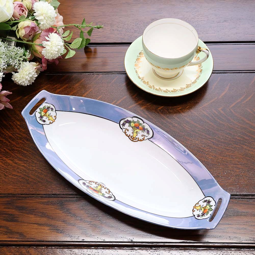 美しい白磁と果実の彩り♪ オールドノリタケ オーバルプレート LV1-77