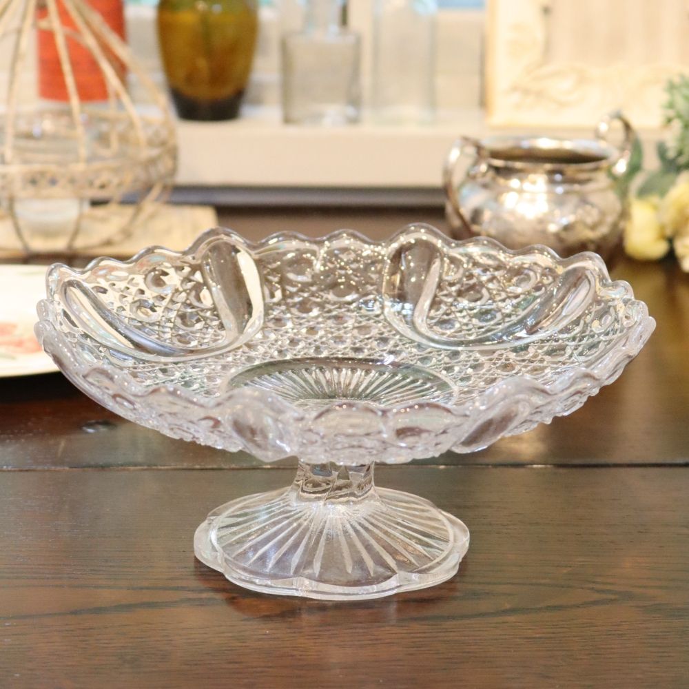 何を載せても素敵♪ ビンテージガラスケーキスタンド VC106-235013