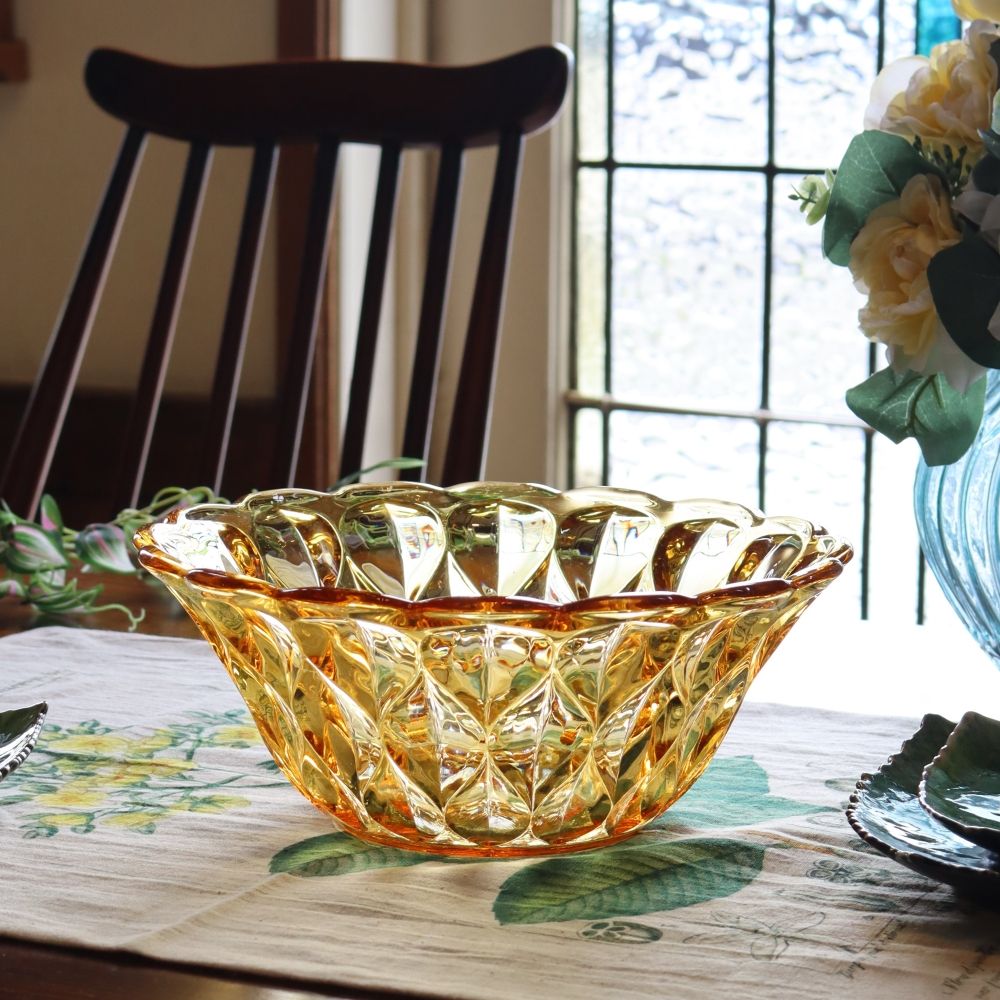 甘すぎないレトロな色♪ ガラス ボウル イエロー VC106-235020