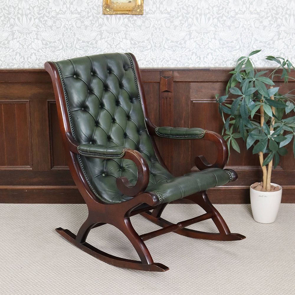 オシャレな革張りチェア♪ ロッキングチェア VC108-264 – アンティーク