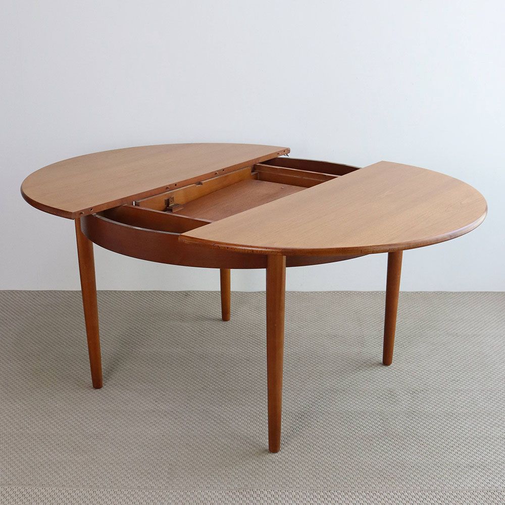 英国アンティーク伸張式ラウンドダイニングテーブル/エクステンション