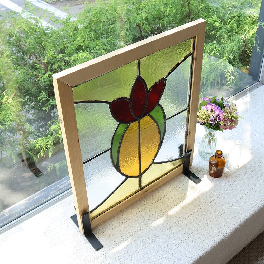 大きな花がモチーフ♪ アンティーク・ステンドグラス VC109-265003