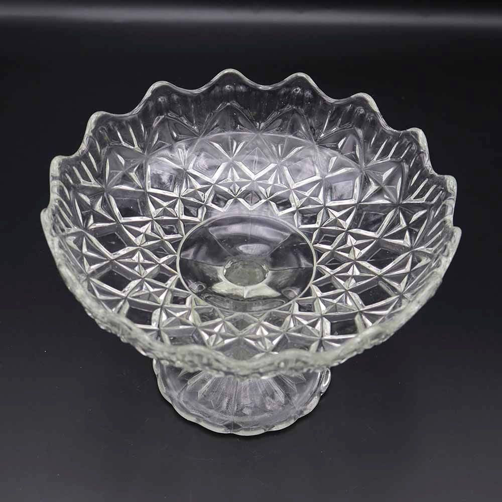 縁取りと高さが愛らしい♪ ガラス脚付きコンポート皿 VC113-090008