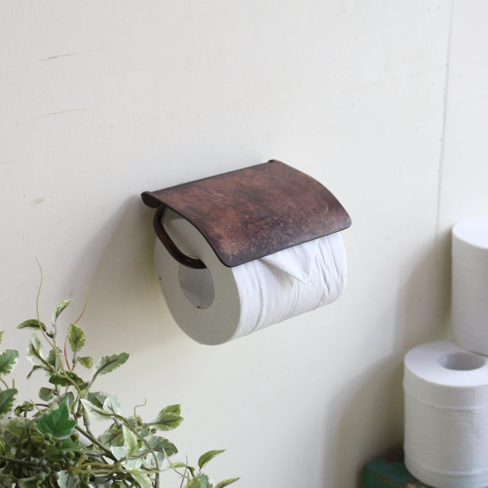 個性的なアクセントに♪ L型ペーパーホルダー フラット上蓋 錆色仕上げ