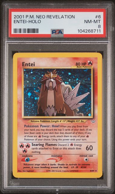 Entei - Double Holo 6/64 Neo Revelation PSA 8