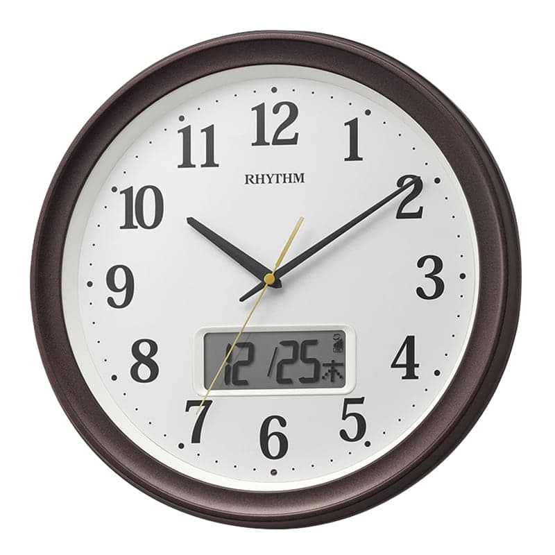 RHYTHM リズム 液晶表示付き 電波 掛け時計 フィットウェーブリブA02