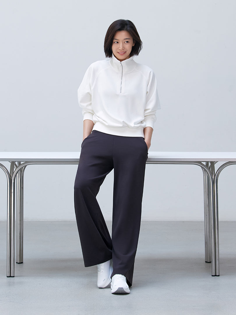 andarl Wide Leggings M ブラック　ロング Airywin セミワイドレギンス | andar JAPAN