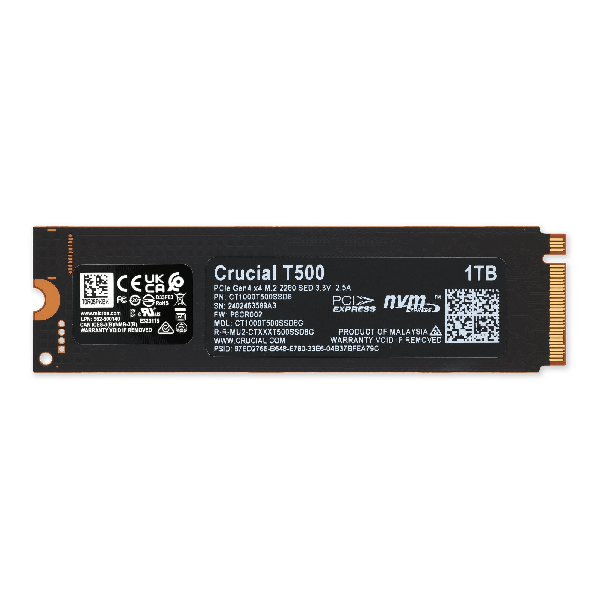 Crucial T500 PCIe Gen4 NVMe M.2 SSD