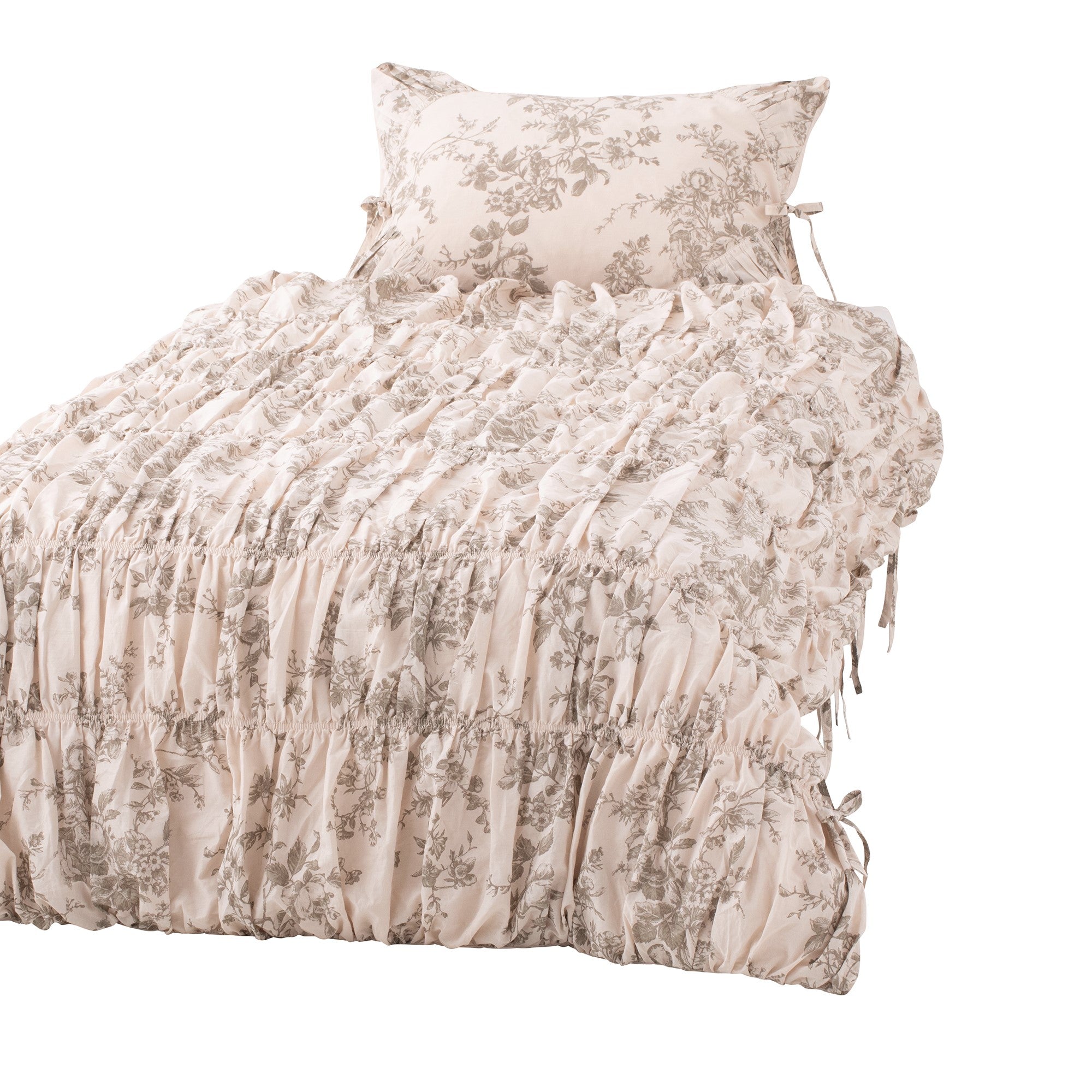 ギャザーリボン 掛け布団カバー ダブル ベージュ | Francfranc（フラン