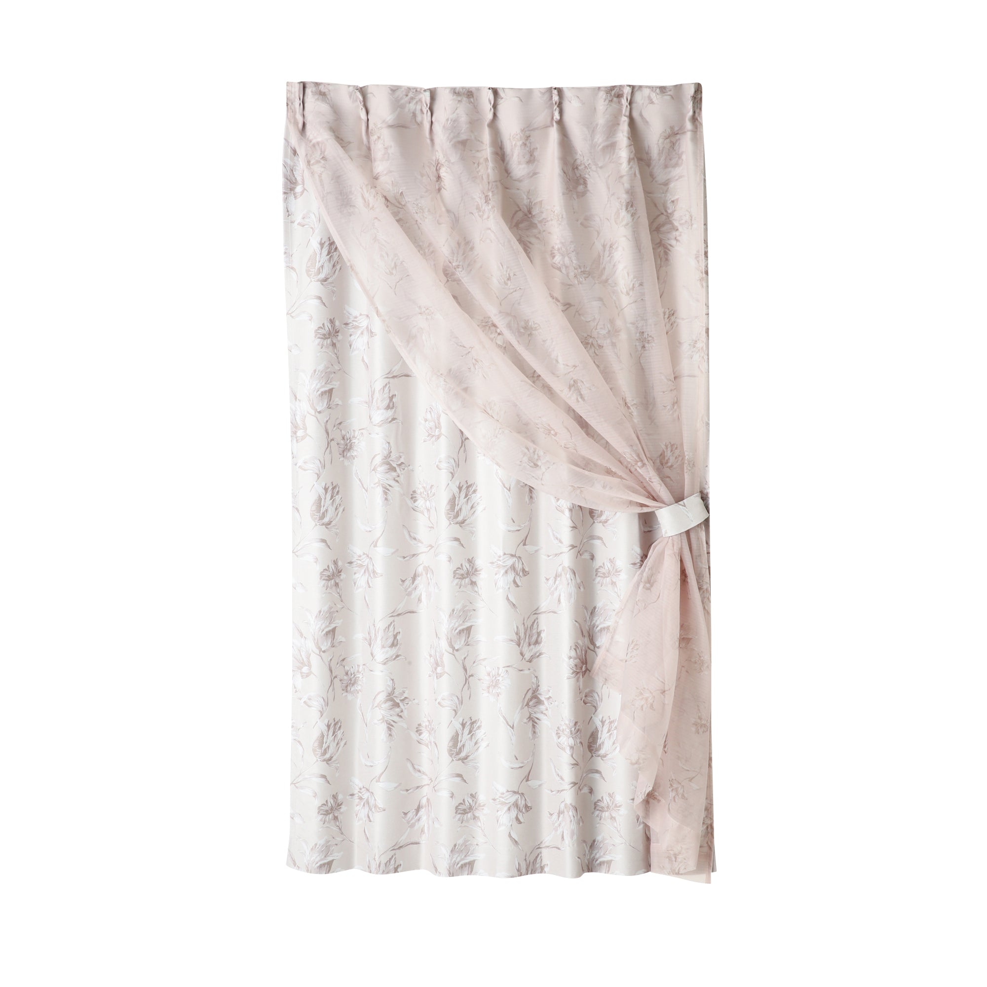 リリア ダブルカーテン ベージュ H1350×W1000 （レース&ドレープ/既製