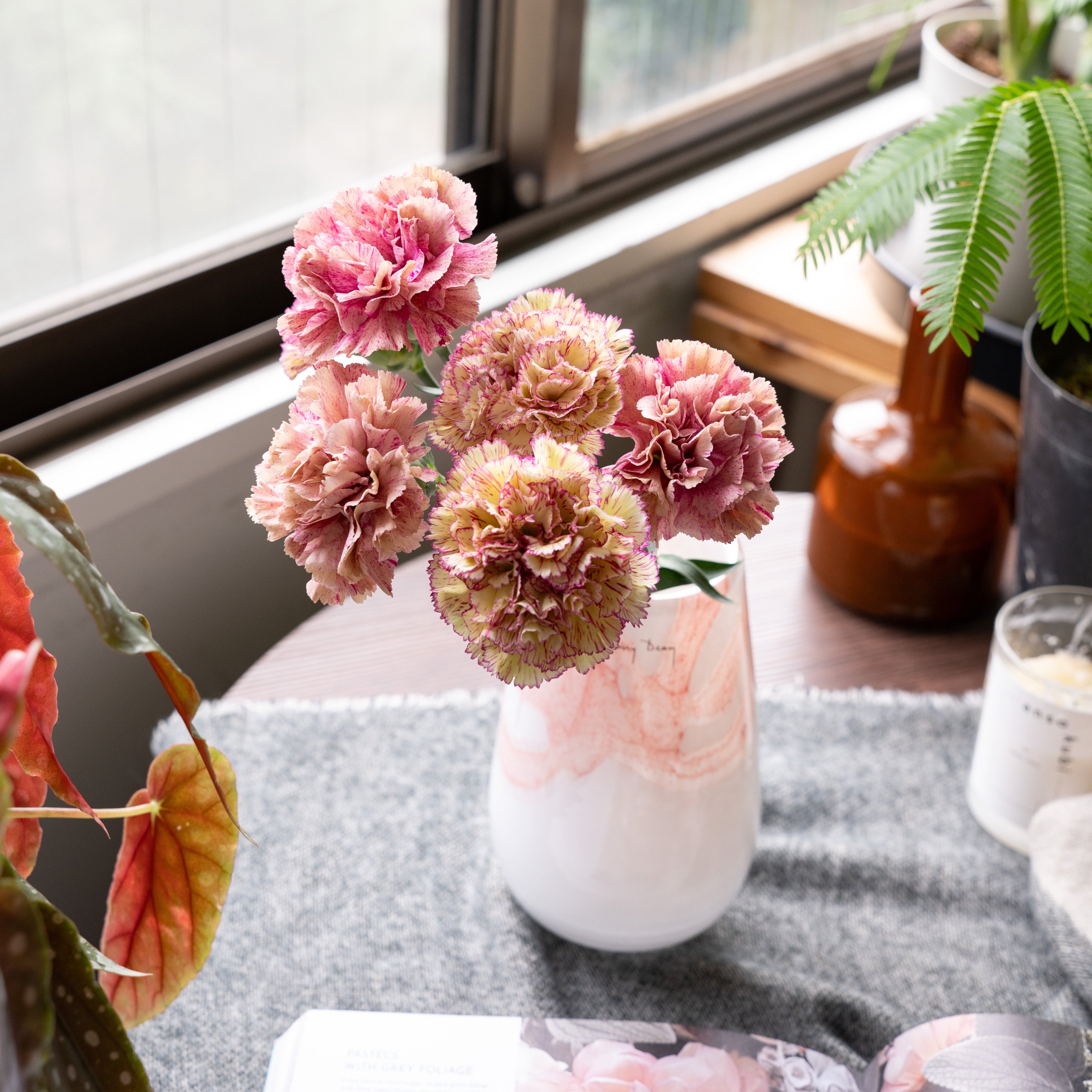 デコパージュ 作家 花瓶 特大 バラ ピンク ゴールド 永遠に咲き続ける
