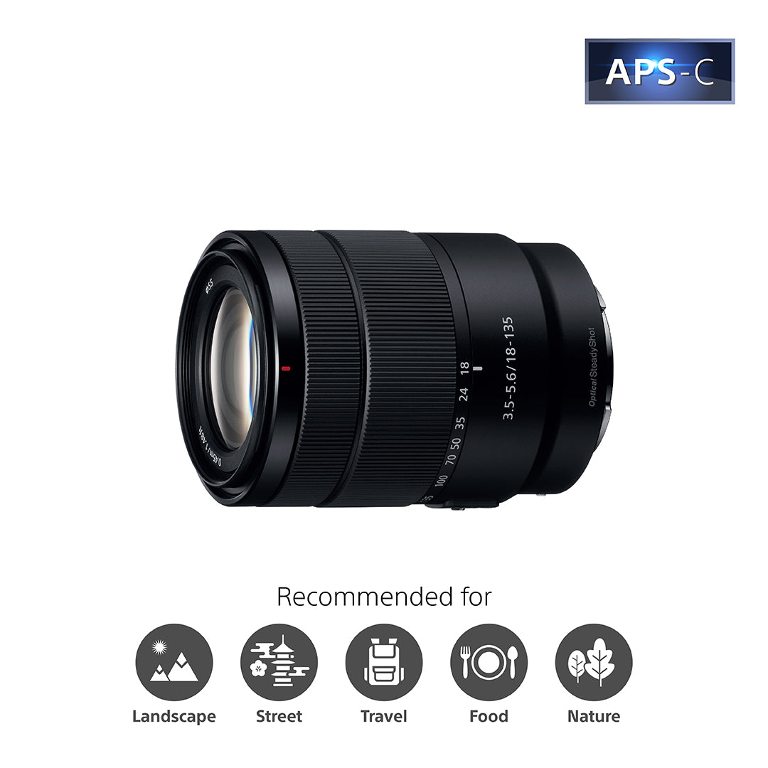 APS-C E-mount 18-135mm lens F3.5-5.6 OSS | SEL18135 | Sony Singapore
