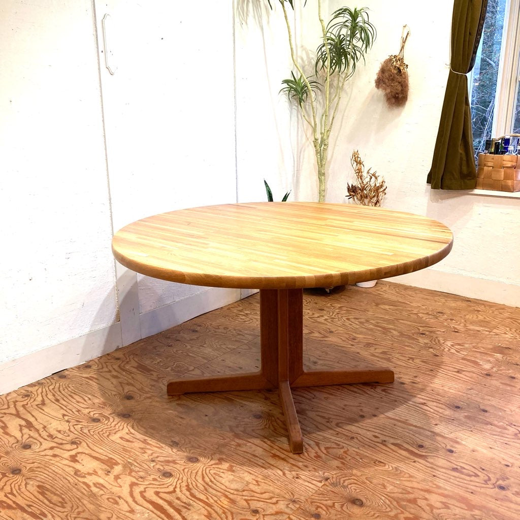 ラウンドテーブル ダイニングテーブル ナラ 無垢 集成材 130
