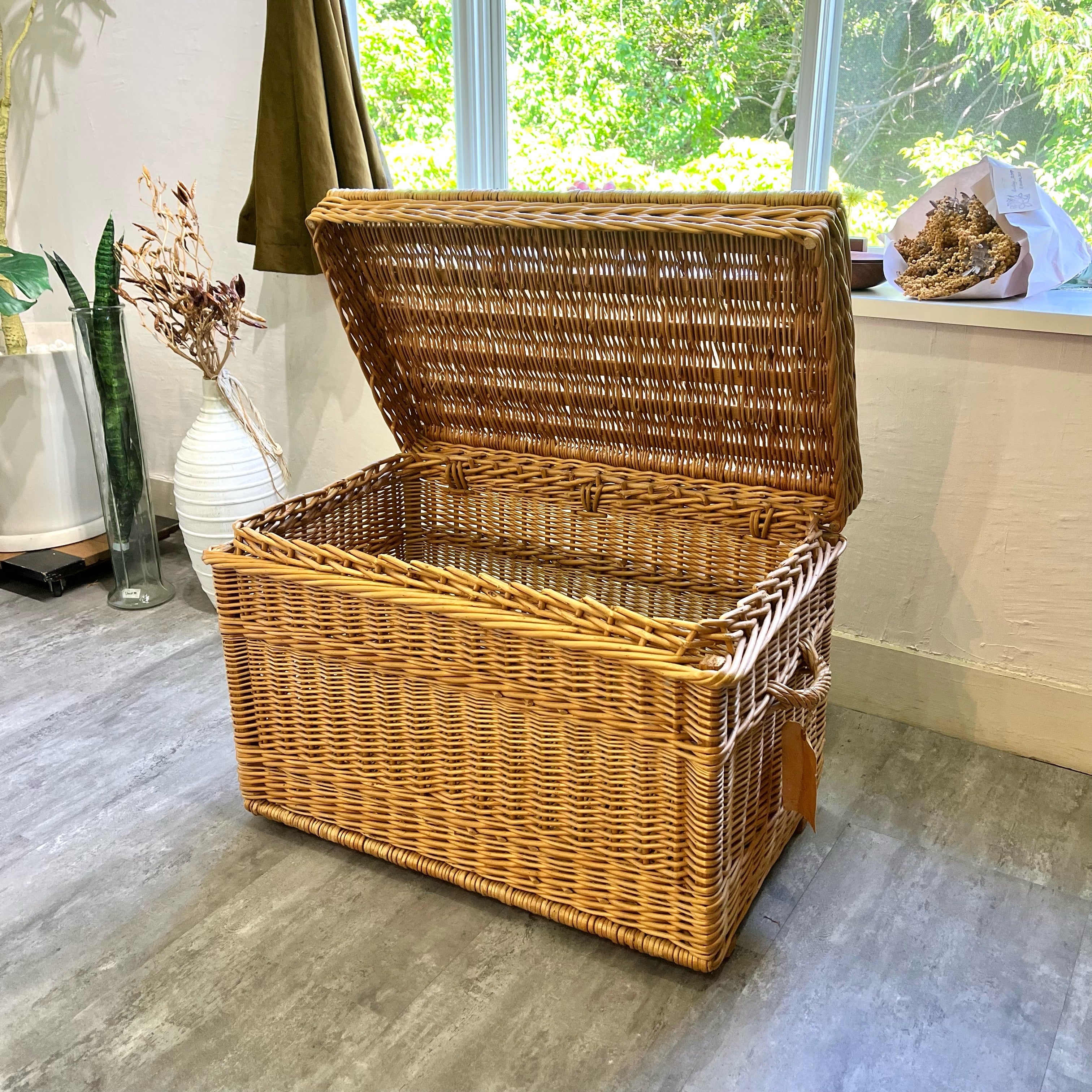 ラタンBOX 収納 箱 フランス製 ヴィンテージ 籐 自然素材 大容量 中古