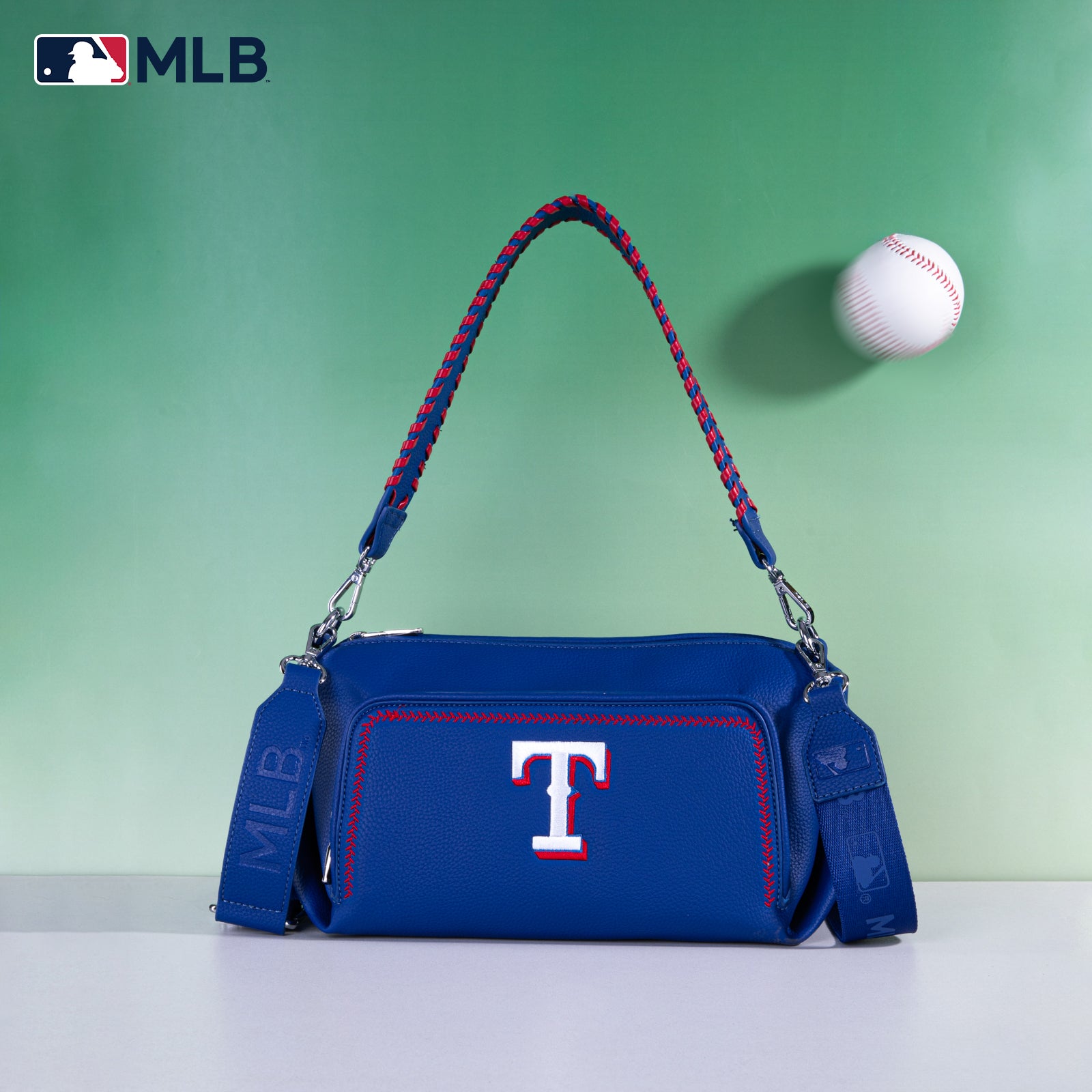 MLB-TX105 MLB Texas Rangers Team Baseball Stitch Crossbody -Red