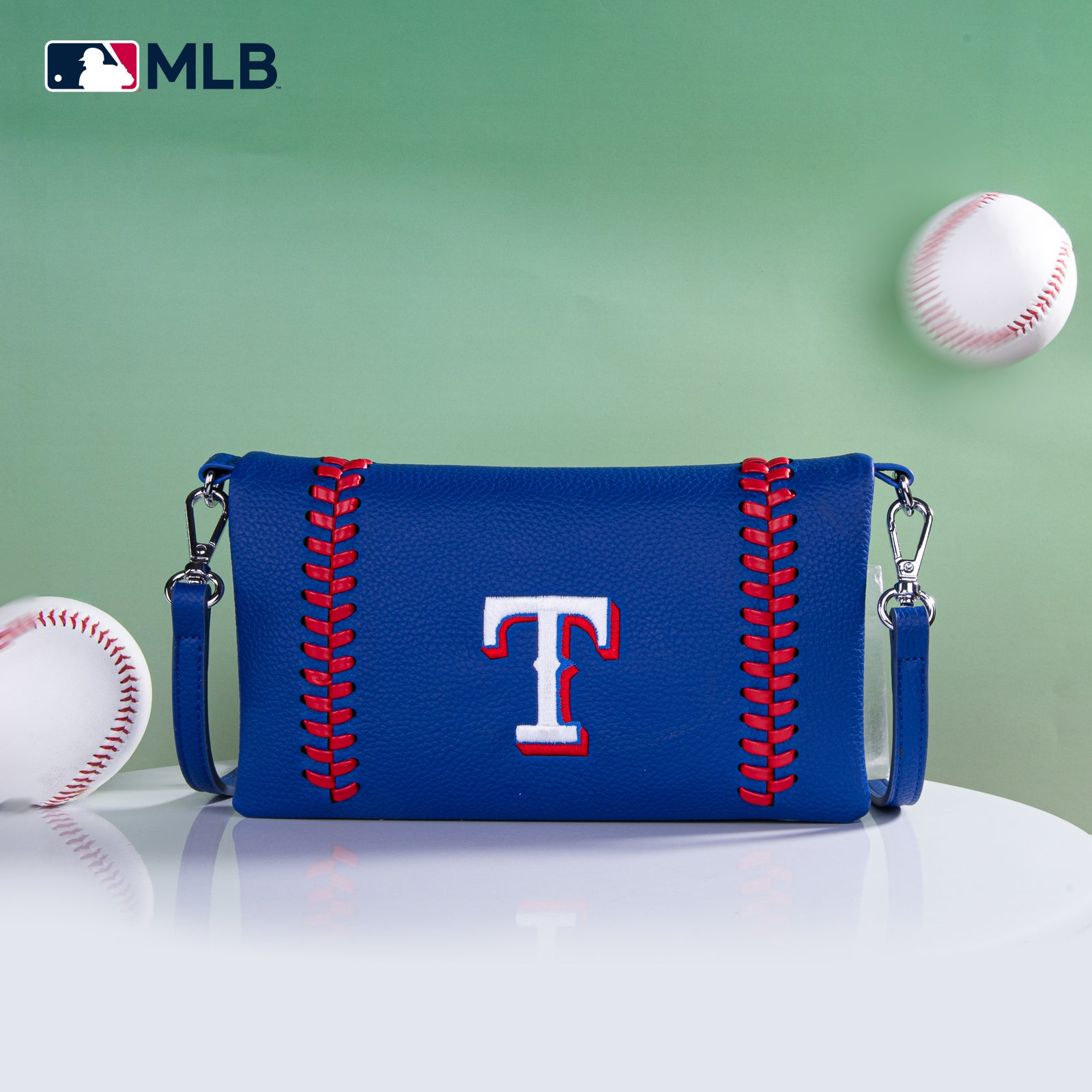MLB-TX105 MLB Texas Rangers Team Baseball Stitch Crossbody -Red