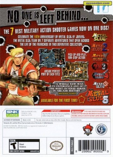 Metal Slug Anthology Wii Back cover
