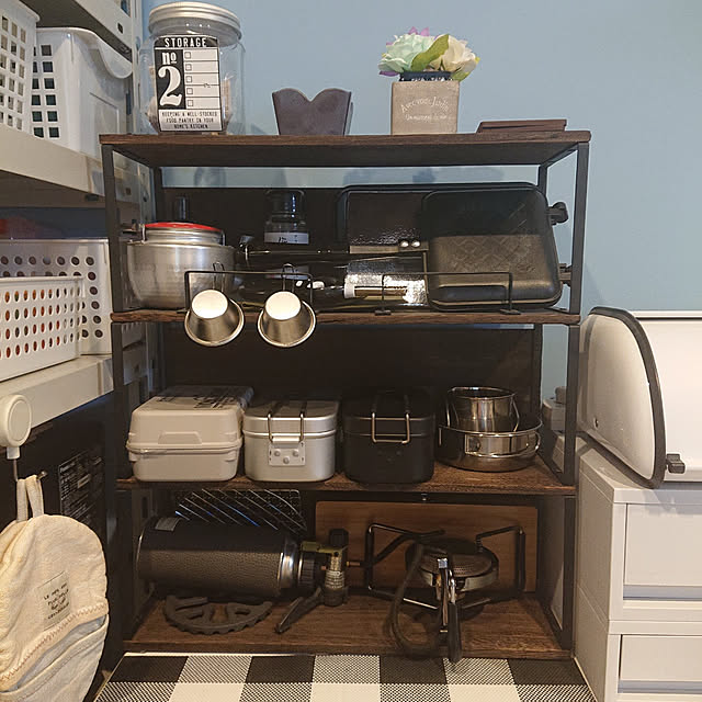 吊り下げキッチンシェルフ アイアンラック/アイアンレッグ キャンプ