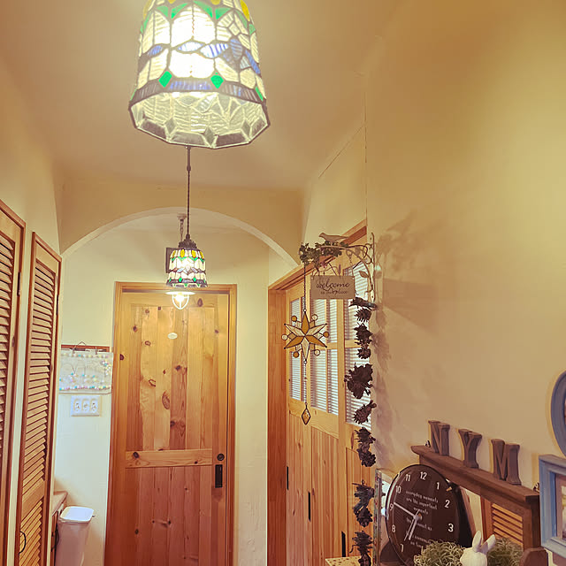 北欧風デザイン ポーチライトステンドグラス玄関照明