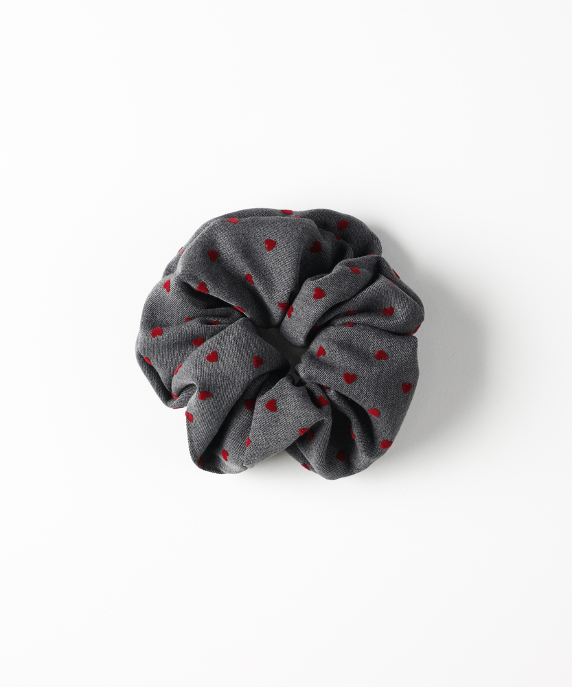 ハート柄シュシュ(ONE SIZE ブラック): ファッション雑貨｜Right-on