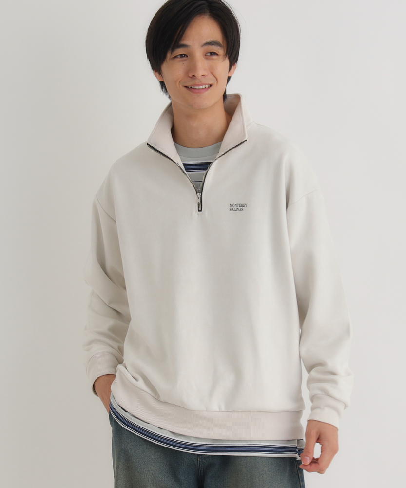 フェイクスエードハーフZIPトレーナー「NEWカラ―追加」(M オフシロ