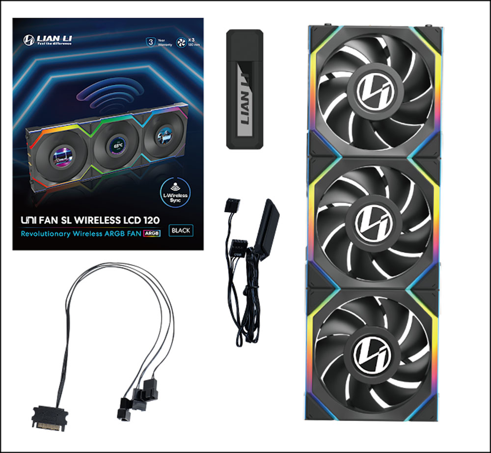 Lian Li リアンリー UNI FAN SL Wireless BK UF-SL120-LCD-WLS-3B LCD
