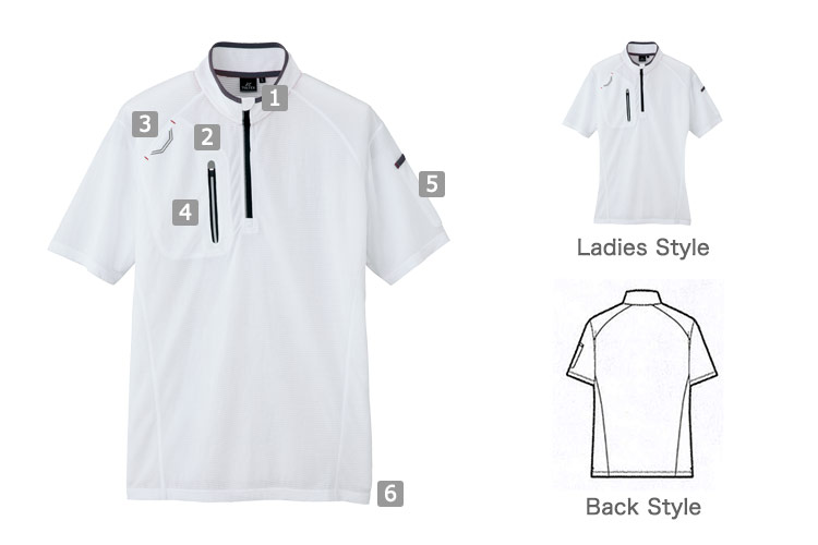 半袖ジップアップシャツ(61-10607) | アイトス株式会社 | 医療スクラブ