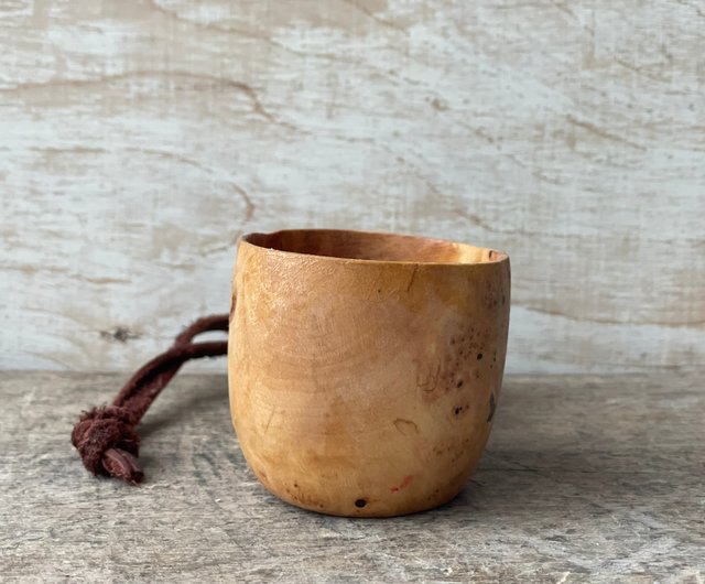 ロシア バイキング木製ククサ木製ボウル150ml手彫りカップブッシュ