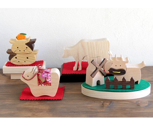 木製 かくれんぼ 牛 丑 うし 干支の置物 2021年 幼児 知育 置物