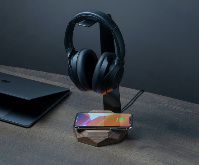ポーランド 2in1ワイヤレス充電ヘッドフォンスタンド、彼への木製