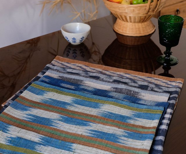 手織りリネンランチョンマット織機織りレトロ手作り新鮮なシンプルな